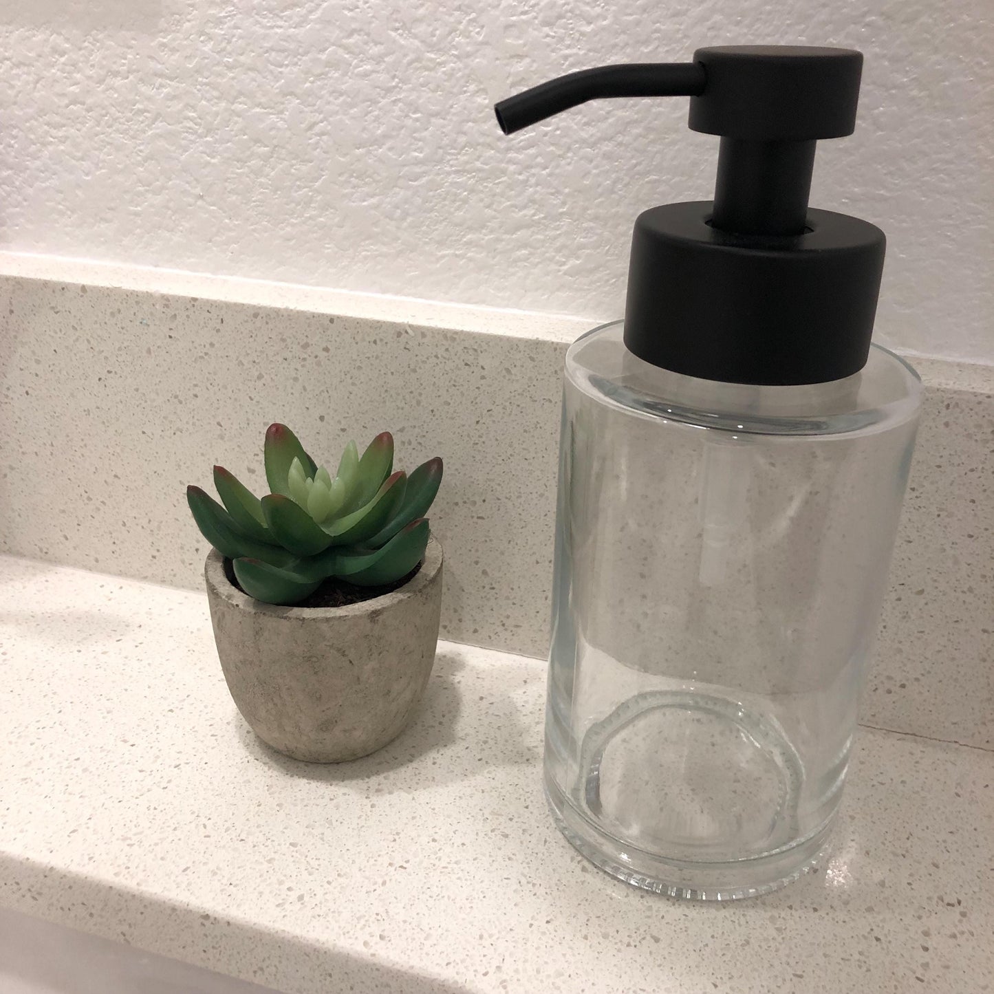 Hollis Glass Foaming Soap Dispenser | Black Stainless Steel Pump, Refillable Bottle, Apothecary Decor
