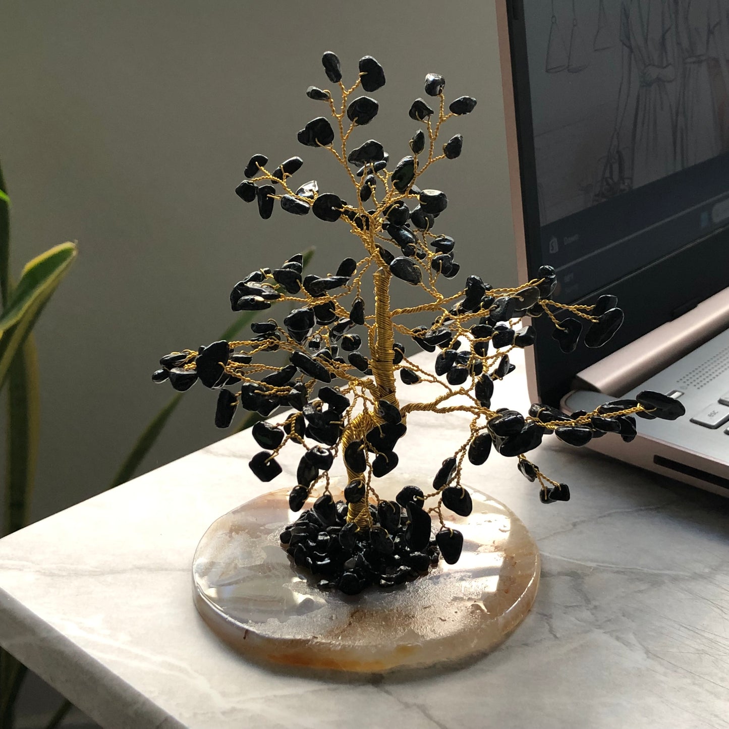 “Black Tourmaline Crystal Tree – Curated Gift for Protection & Home Décor”