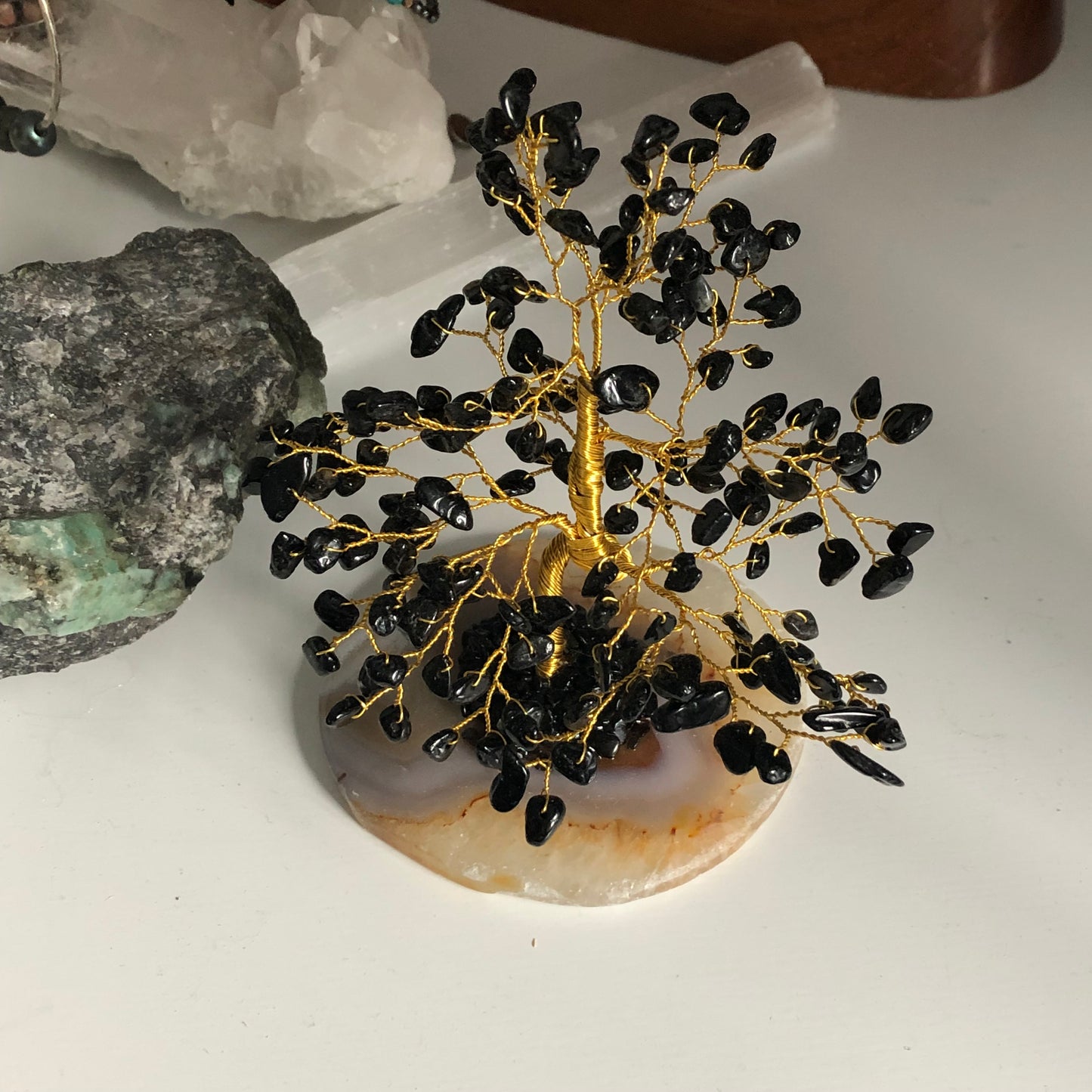 “Black Tourmaline Crystal Tree – Curated Gift for Protection & Home Décor”