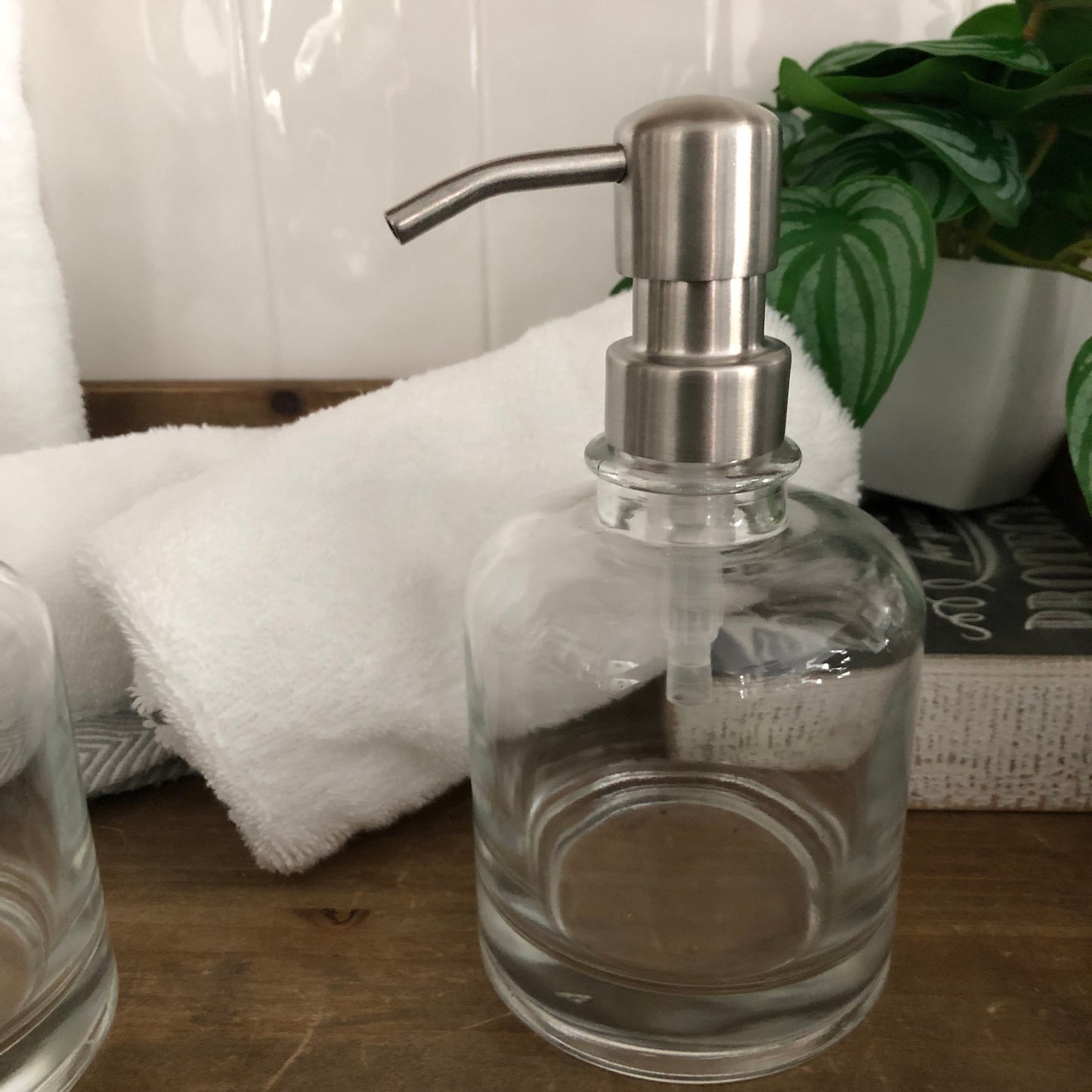 Rondelle Glass Soap Dispenser – Boston Round Apothecary Style, Heavy-Duty Glass