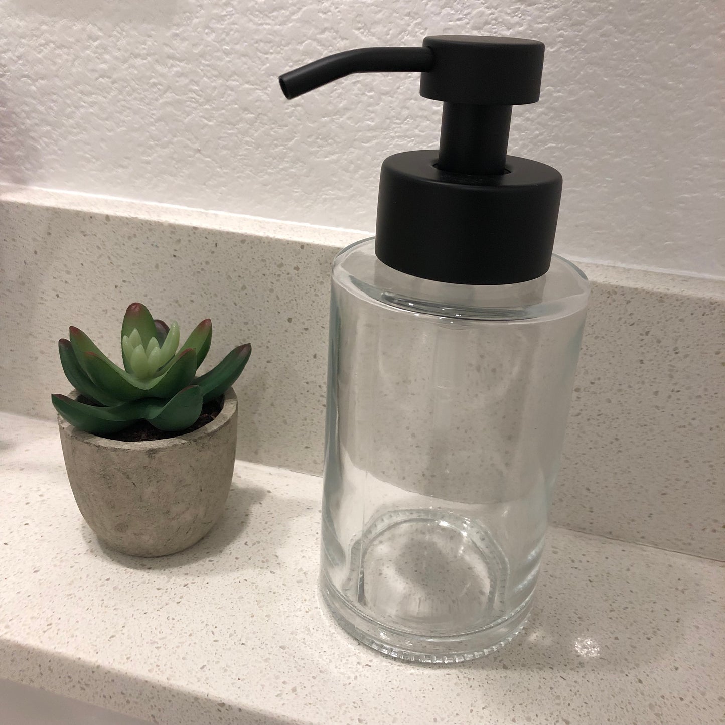 Hollis Glass Foaming Soap Dispenser | Stainless Steel Pump, Refillable Bottle, Apothecary Decor
