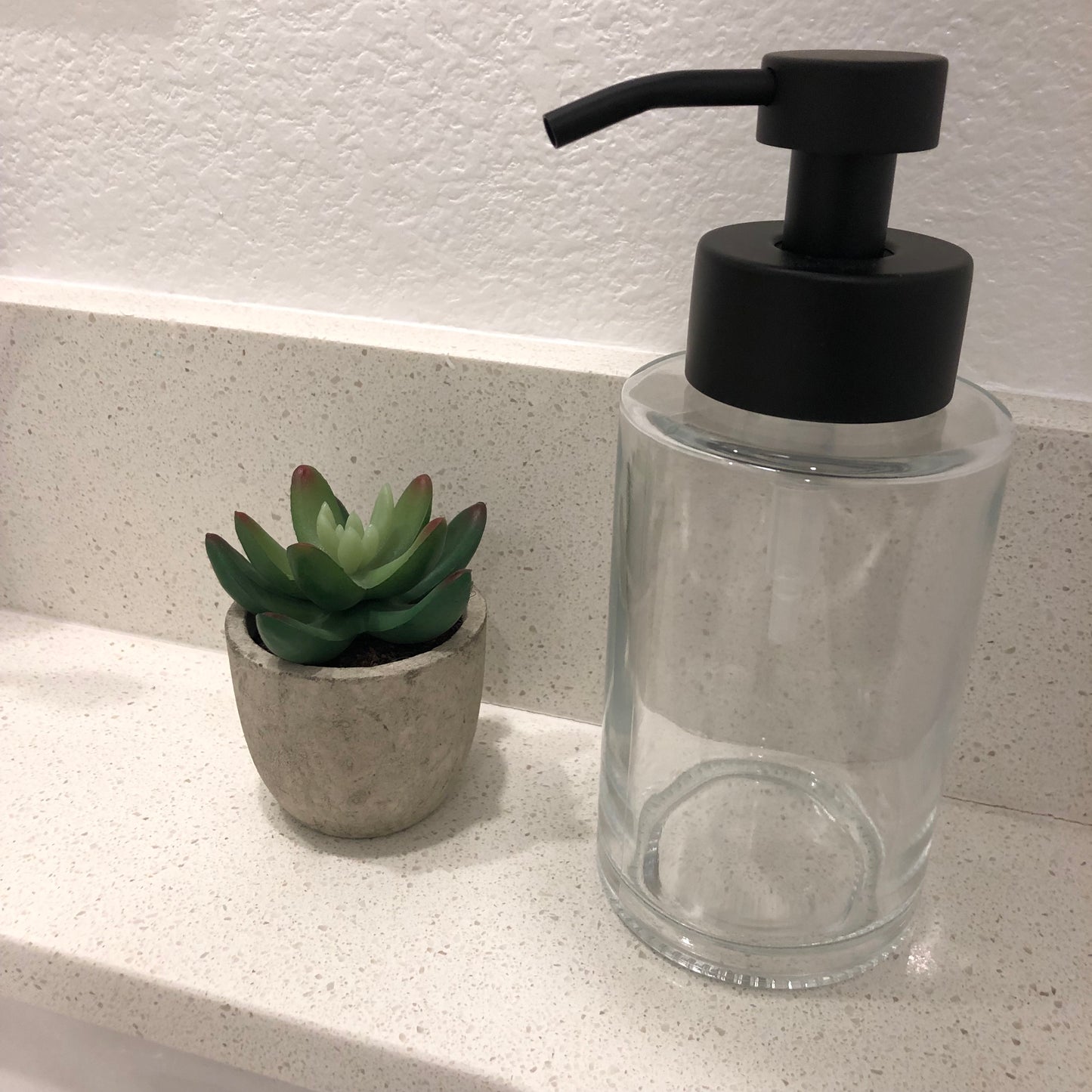 Hollis Glass Foaming Soap Dispenser | Stainless Steel Pump, Refillable Bottle, Apothecary Decor