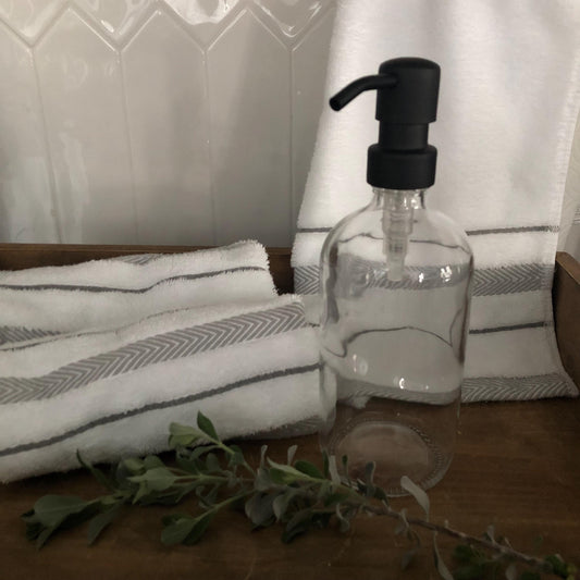 Sedona Glass Soap Dispenser 500ml (16oz) – Clear Vintage Apothecary Bottle with Stainless Steel Pump