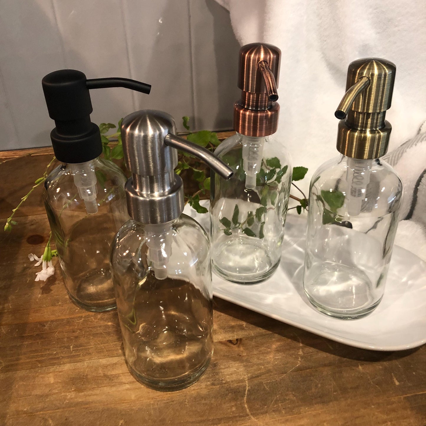 Sedona Glass Soap Dispenser 350ml (12oz) – Clear, Vintage Apothecary Bottle with Stainless Steel Pump