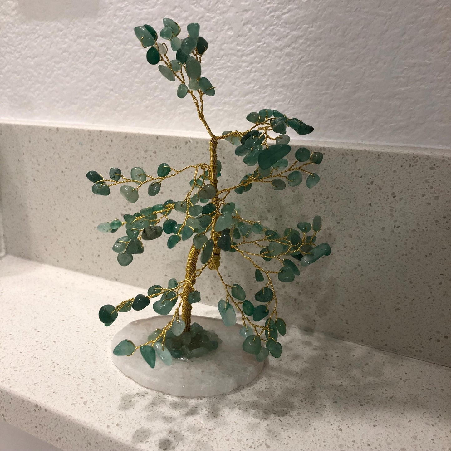 Green Aventurine Crystal Tree – Feng Shui Prosperity, Agate Base Home Decor