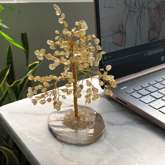 Citrine Crystal Feng Shui Tree – Agate Base, Prosperity & Abundance, Positive Energy, Spiritual Gift