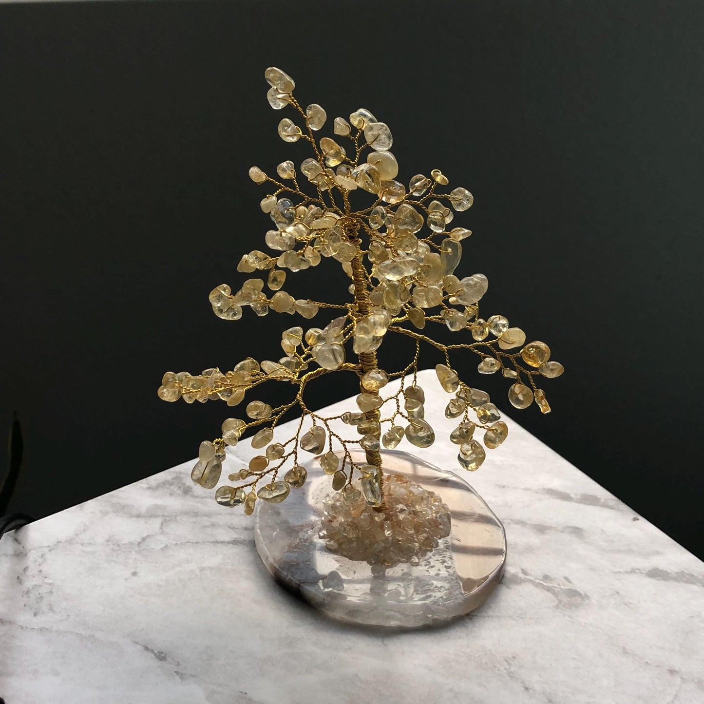 Citrine Crystal Feng Shui Tree – Agate Base, Prosperity & Abundance, Positive Energy, Spiritual Gift