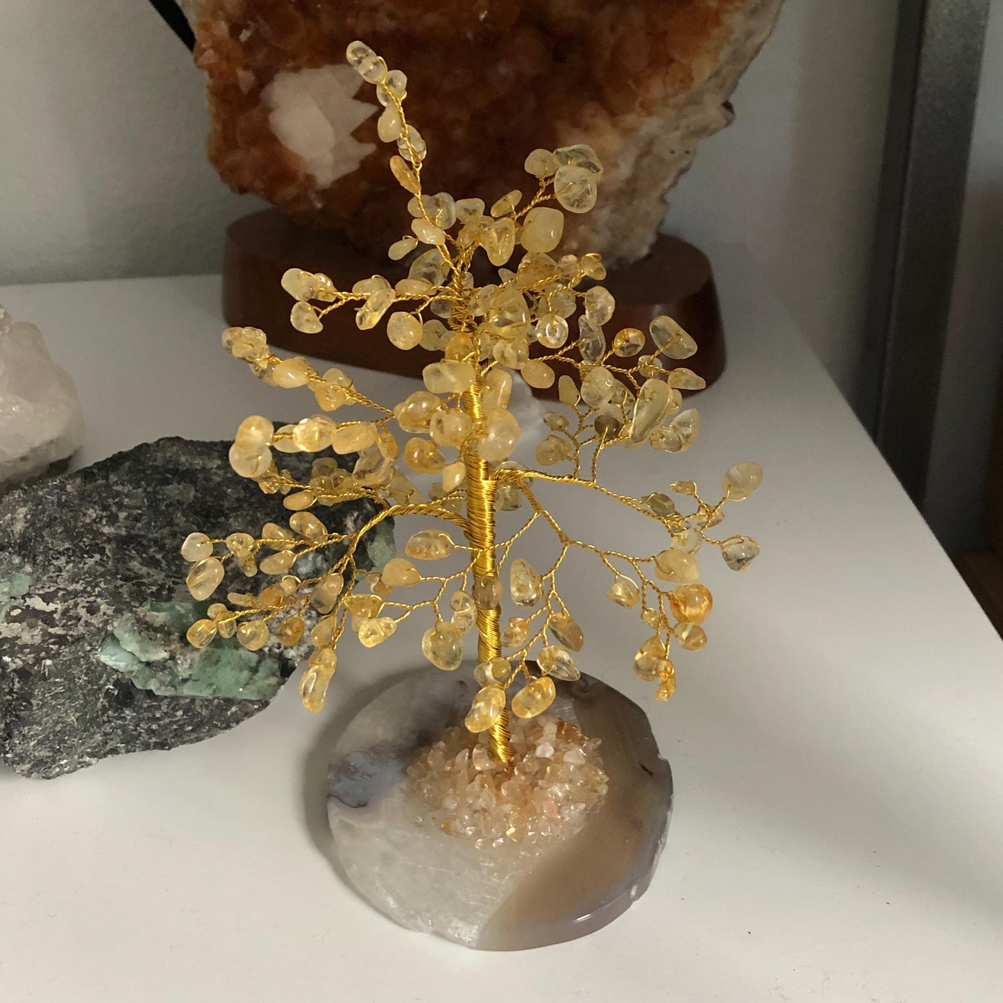 Citrine Crystal Feng Shui Tree – Agate Base, Prosperity & Abundance, Positive Energy, Spiritual Gift