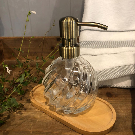 Luna Glass Soap Dispenser – Hobnail Fluted Apothecary Bottle with Stainless Steel Pump