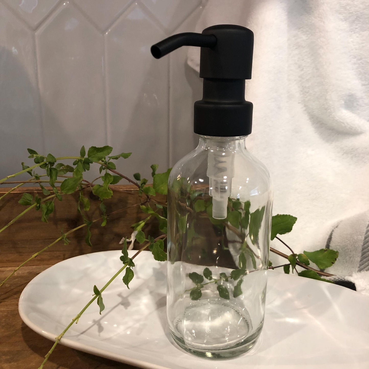 Sedona Glass Soap Dispenser 350ml (12oz) – Clear, Vintage Apothecary Bottle with Stainless Steel Pump