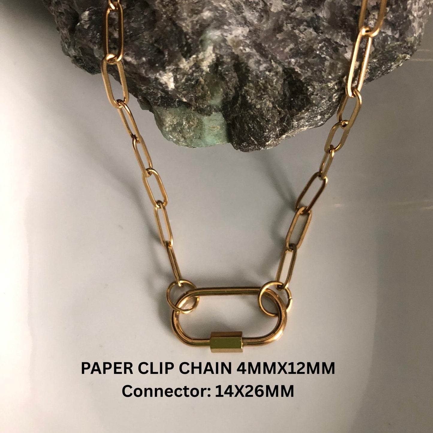 Custom Charm Necklace, Paper Clip Chain Stainless Steel Waterproof Jewelry, Personalized Gift